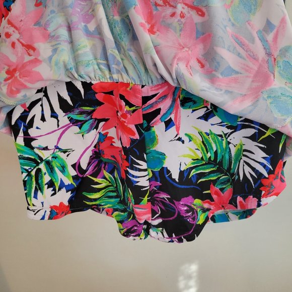 Maxine Hollywood Vintage 16 Bathing Suit 1 Pc Swim Tropical Pink Purple Floral T - Picture 8 of 8